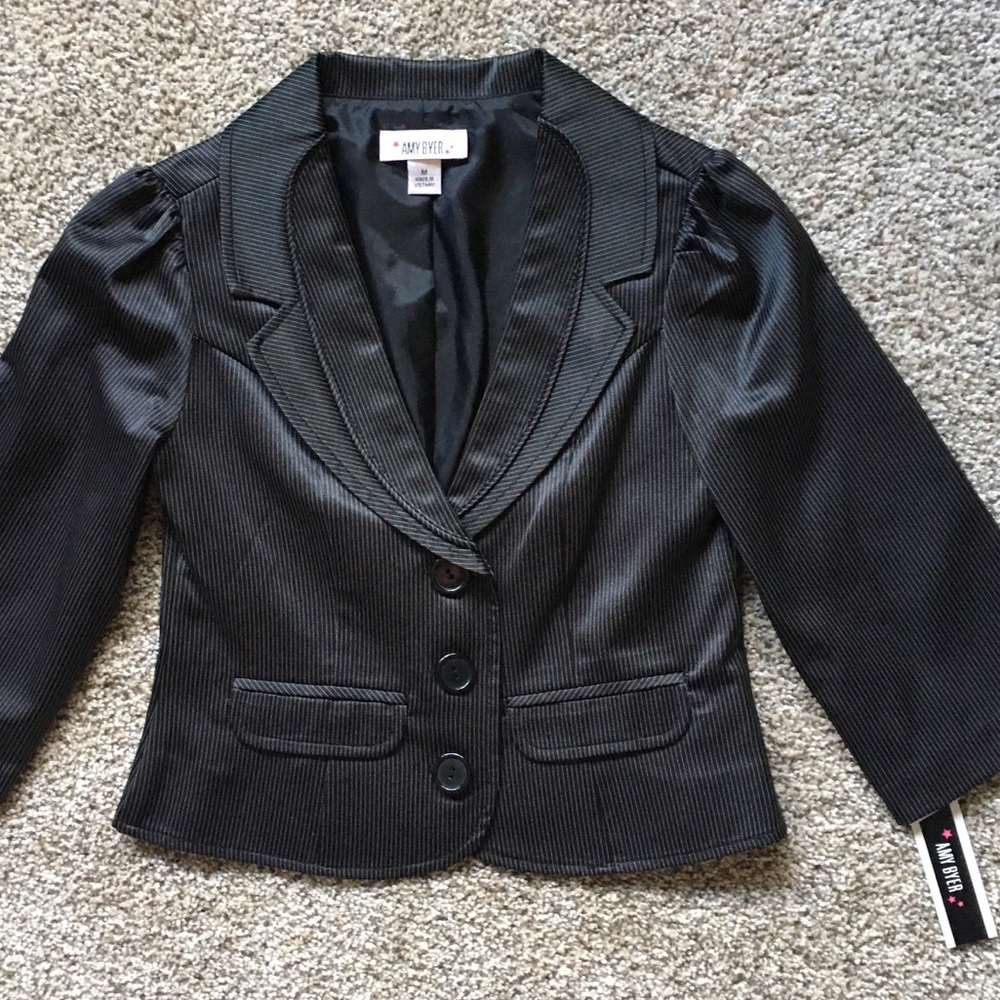 NWT Amy Byer Black Grey Lined Dressy Jacket M 8 10